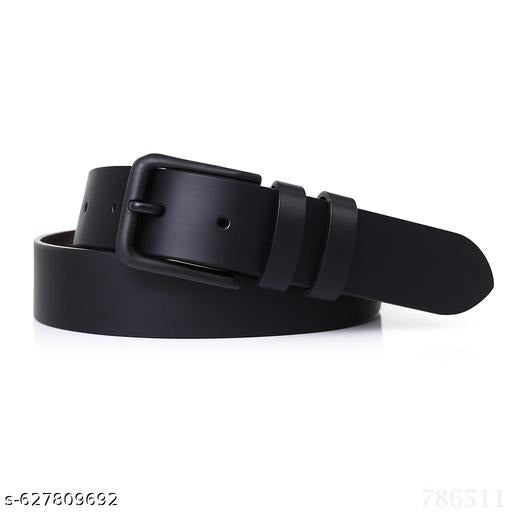 Black Leather Belt for Men – Classic Adjustable Casual & Formal Belt with Matte Pin Buckle