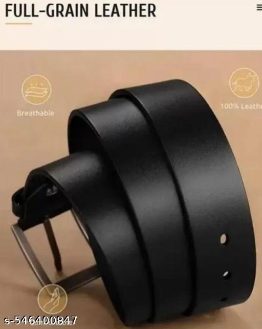 Classic Black Leather Belt for Men – Adjustable Formal & Casual Belt with Metal Buckle