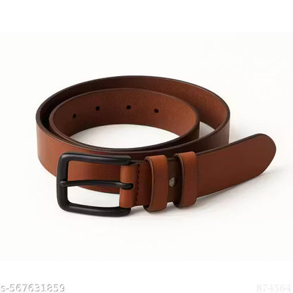 Brown Leather Belt for Men – Classic Adjustable Casual & Formal Belt with Black Pin Buckle