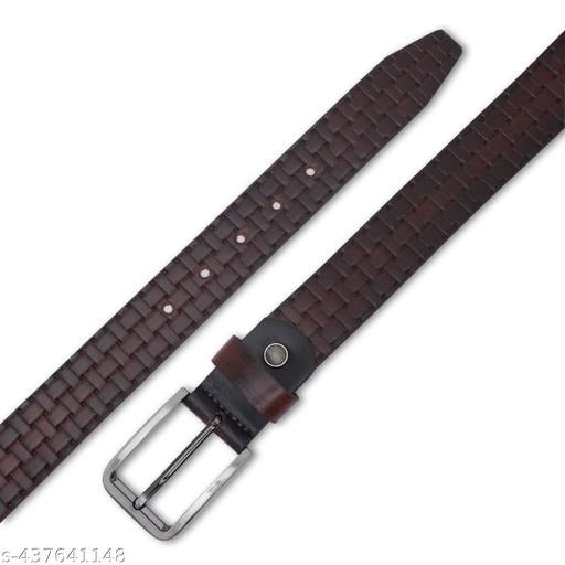 Brown Woven Leather Belt for Men – Adjustable Casual & Formal Belt with Metal Buckle