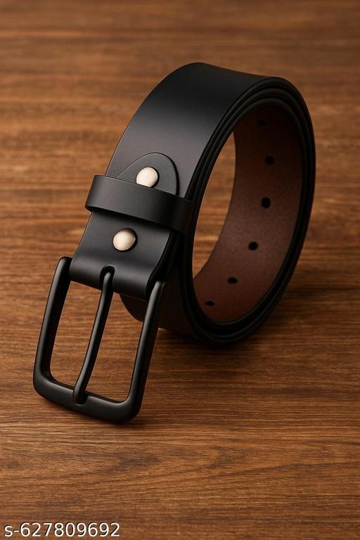 Black Leather Belt for Men – Classic Adjustable Casual & Formal Belt with Matte Pin Buckle