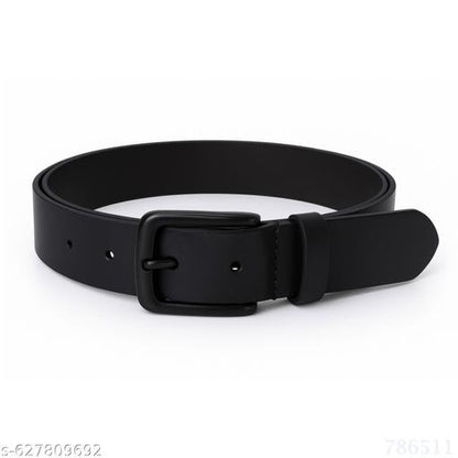 Black Leather Belt for Men – Classic Adjustable Casual & Formal Belt with Matte Pin Buckle