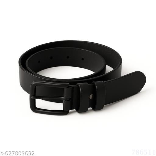 Black Leather Belt for Men – Classic Adjustable Casual & Formal Belt with Matte Pin Buckle