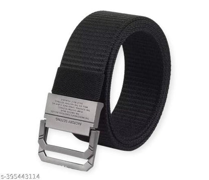 Black Nylon Belt for Men – Adjustable Casual & Outdoor Belt with Metal Buckle