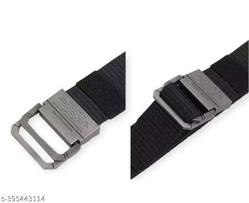 Black Nylon Belt for Men – Adjustable Casual & Outdoor Belt with Metal Buckle