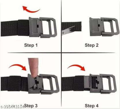 Black Nylon Belt for Men – Adjustable Casual & Outdoor Belt with Metal Buckle