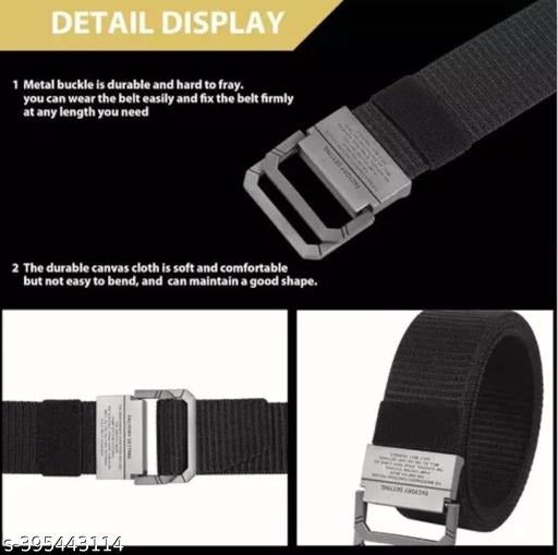 Black Nylon Belt for Men – Adjustable Casual & Outdoor Belt with Metal Buckle